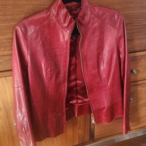 Andrew Marc Women's Crimson Leather Jacket